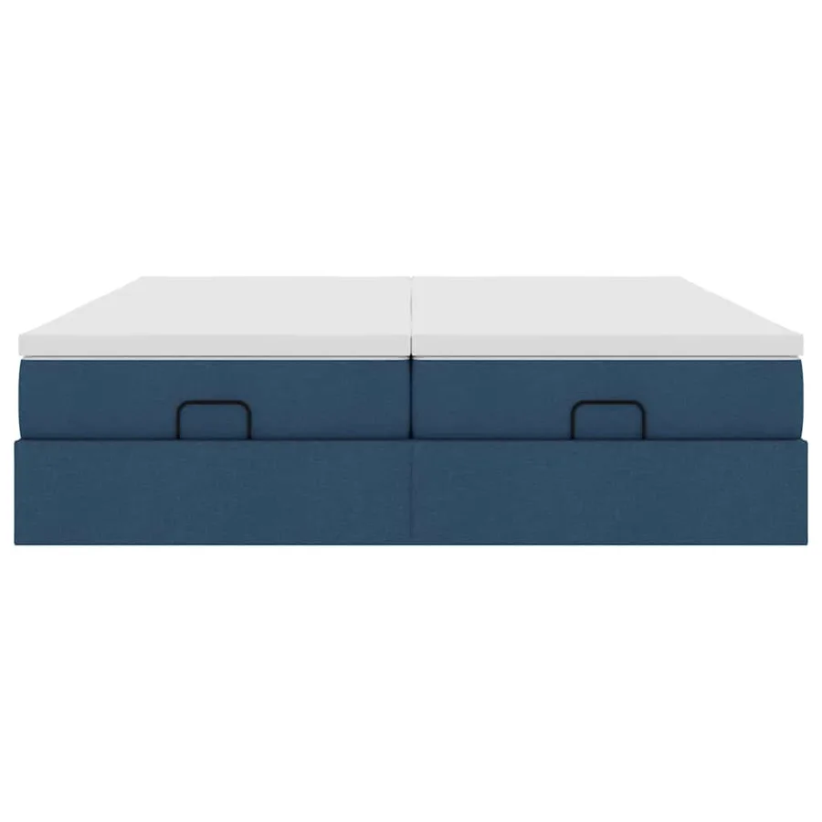 Cadre de lit ottoman avec matelas bleu 180x200 cm tissu - 7