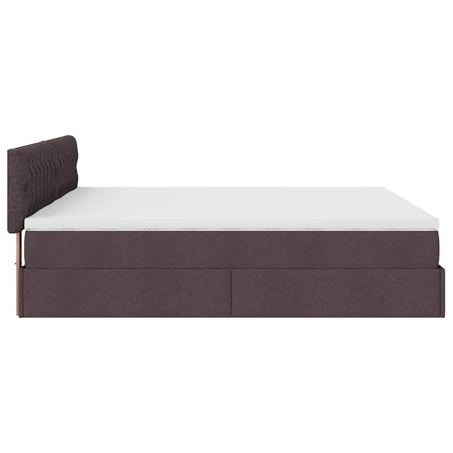 Cadre de lit ottoman avec matelas marron foncé 180x200 cm tissu - 10
