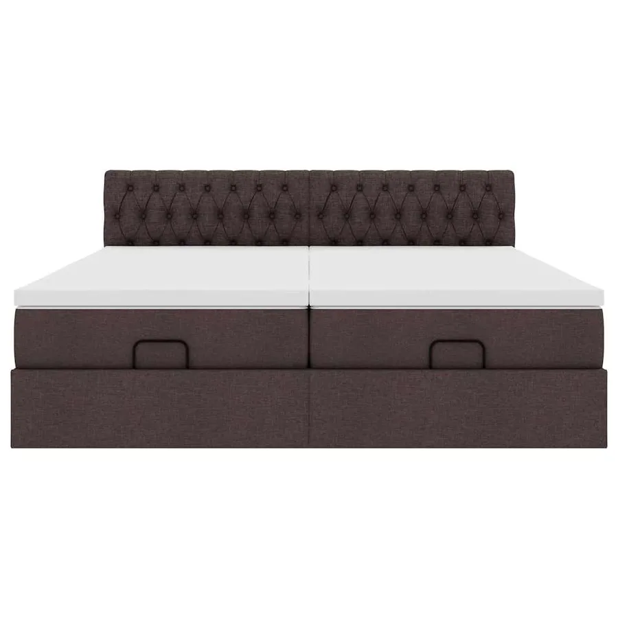 Cadre de lit ottoman avec matelas marron foncé 180x200 cm tissu - 7