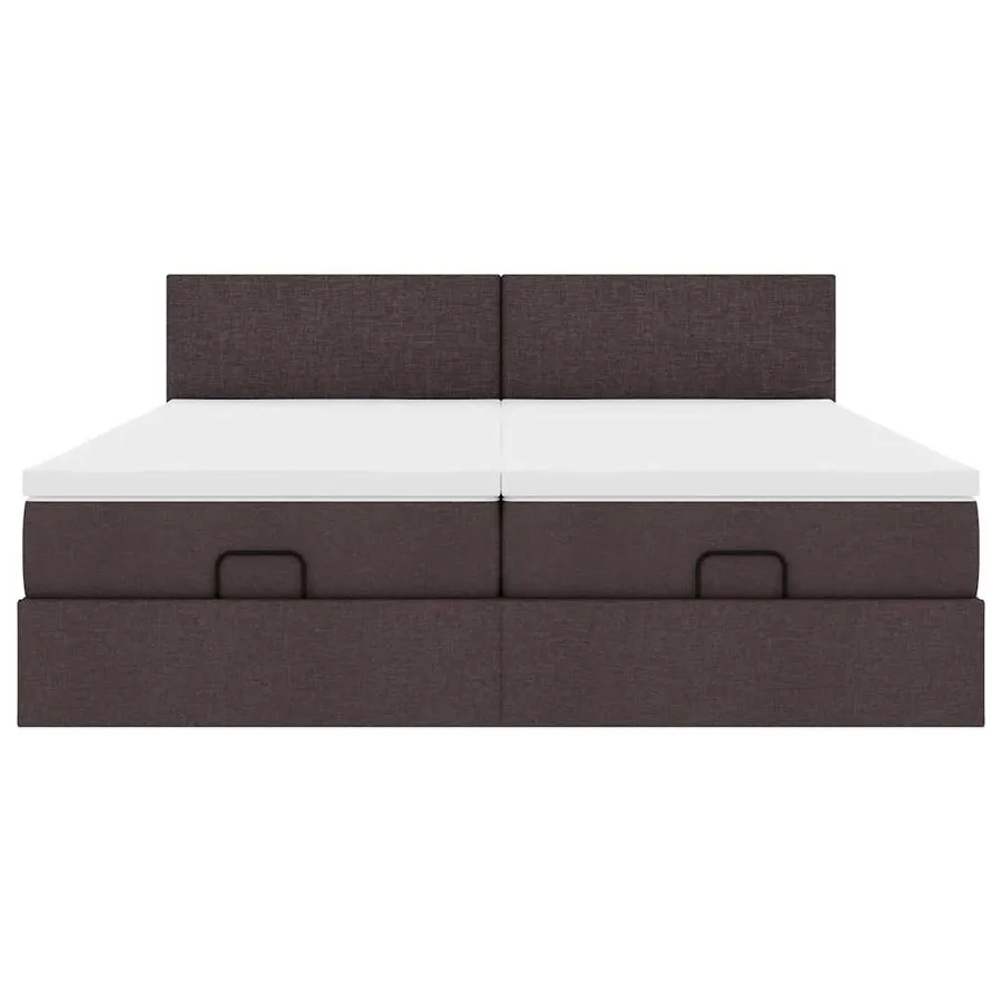 Cadre de lit ottoman avec matelas marron foncé 180x200 cm tissu - 7