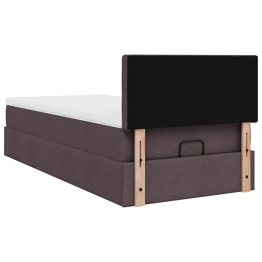 Lit ottoman avec matelas marron foncé 90x200 cm tissu - 11
