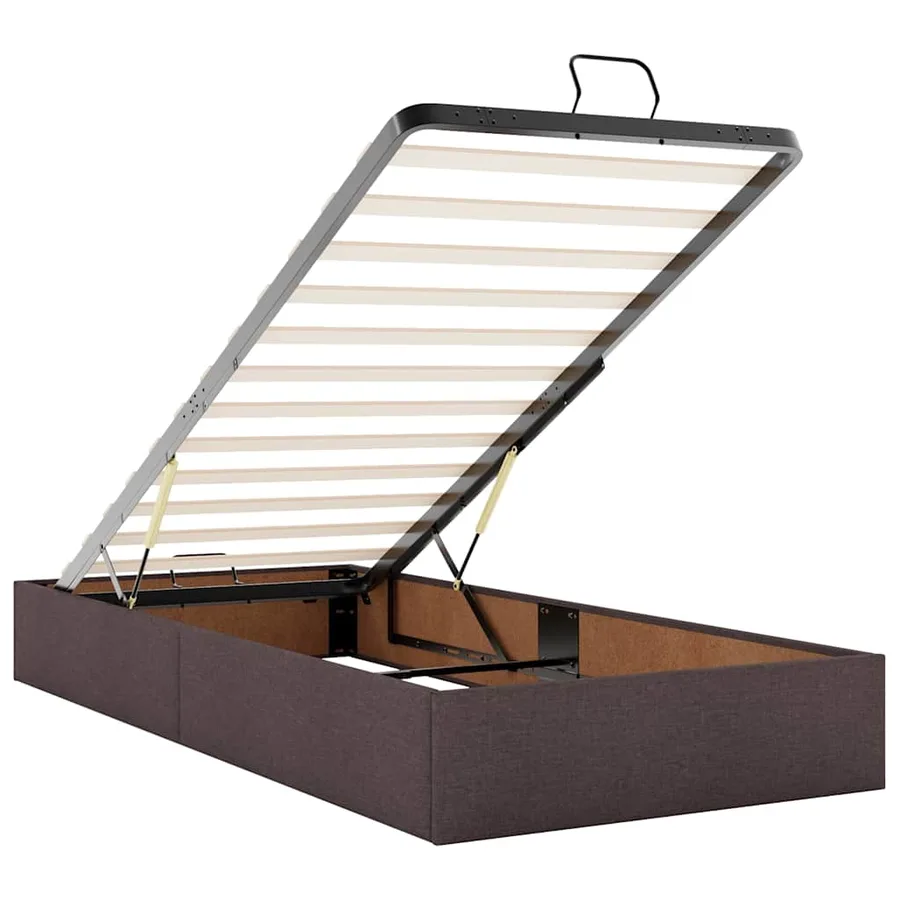 Lit ottoman avec matelas marron foncé 90x200 cm tissu - 12