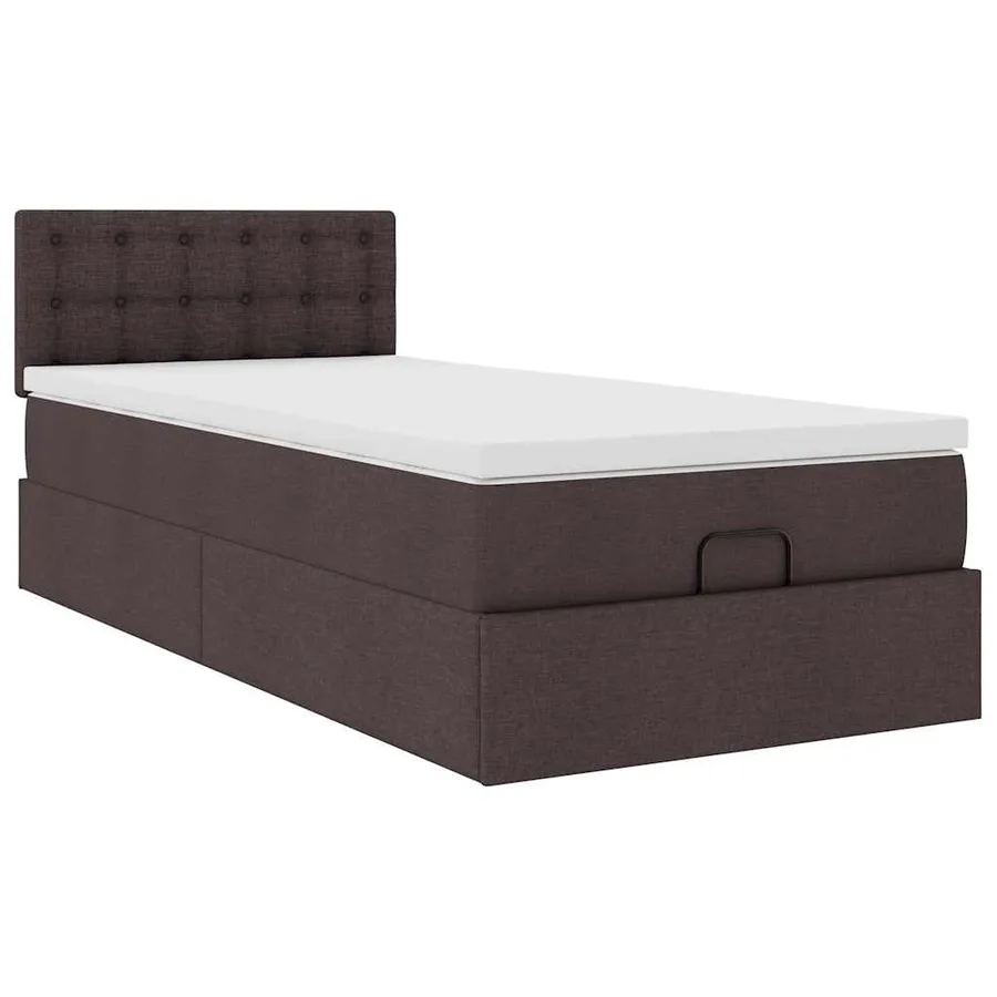 Lit ottoman avec matelas marron foncé 90x200 cm tissu - 6