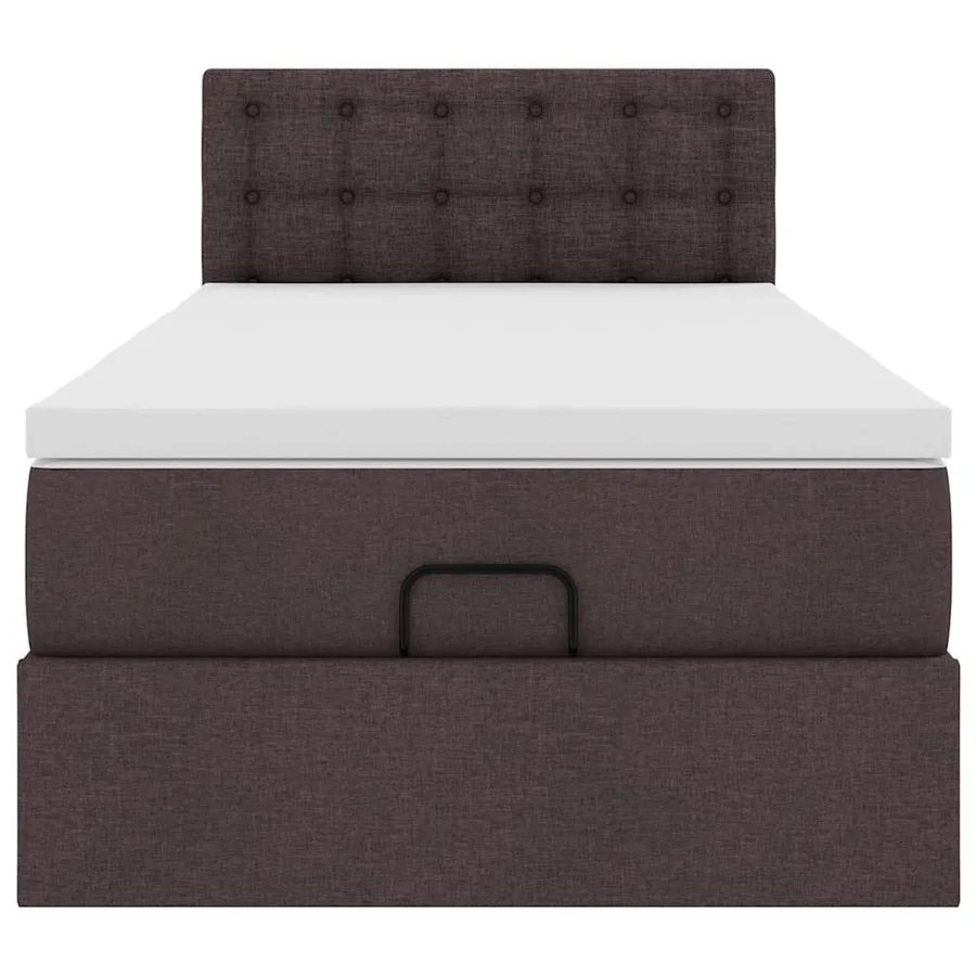 Lit ottoman avec matelas marron foncé 90x200 cm tissu - 7