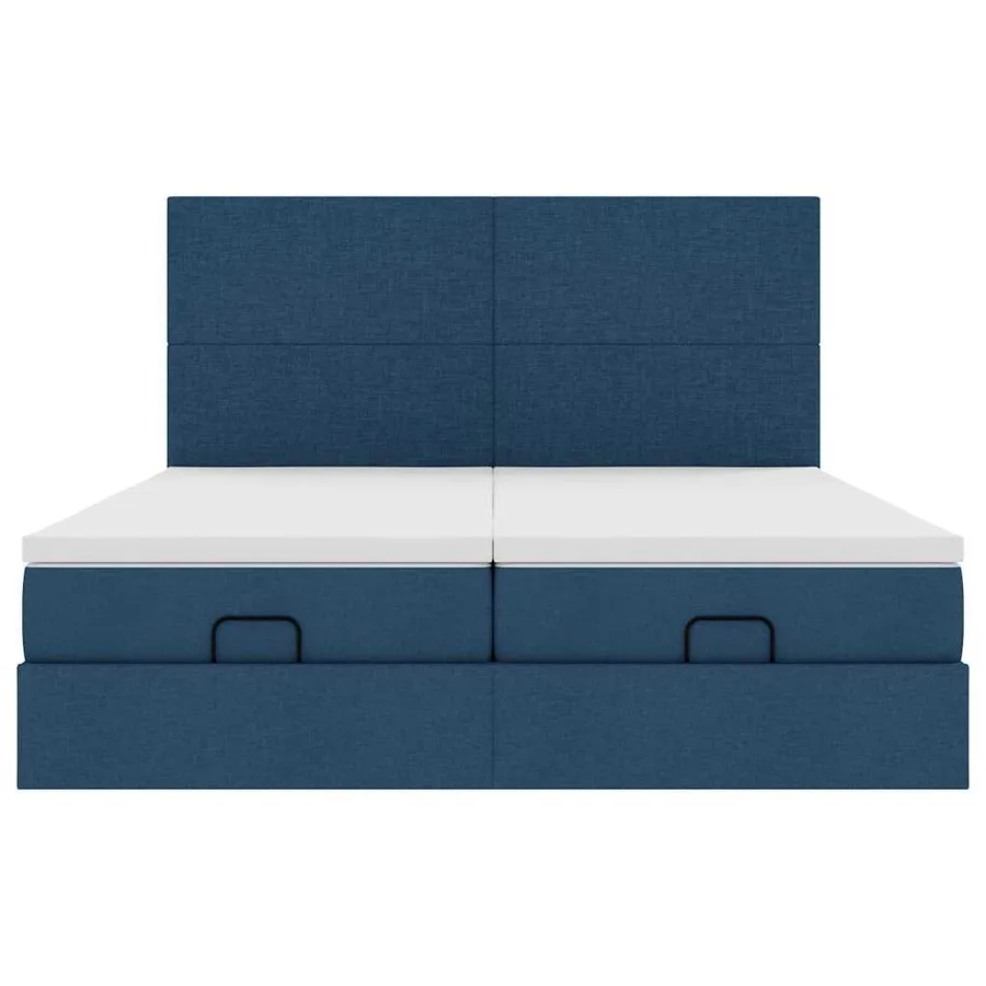 Cadre de lit ottoman avec matelas bleu 180x200 cm tissu - 6