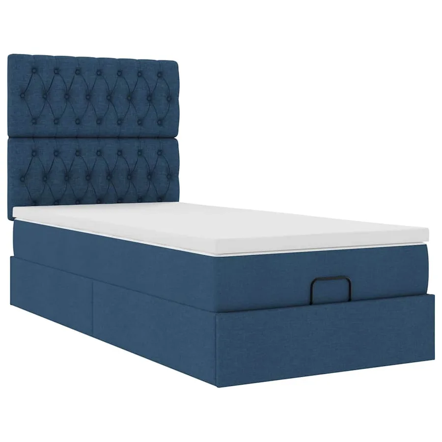 Lit ottoman avec matelas et LED Bleu 90x200 cm Tissu - 7