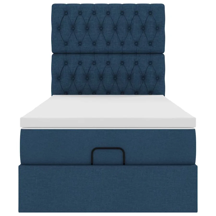 Lit ottoman avec matelas et LED Bleu 90x200 cm Tissu - 8
