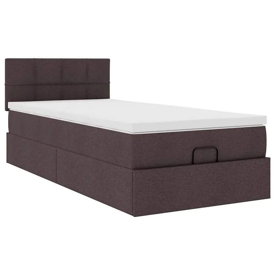 Lit ottoman avec matelas marron foncé 90x200 cm tissu - 6