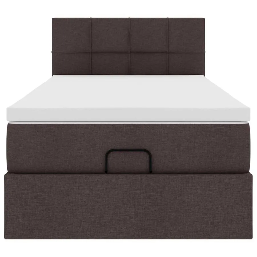 Lit ottoman avec matelas marron foncé 90x200 cm tissu - 7