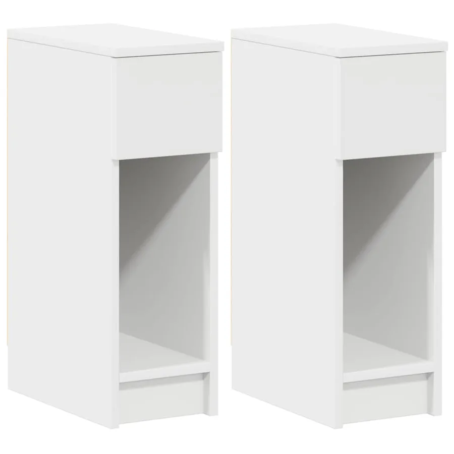 Tables de chevet avec tiroir 2 pcs blanc 20x36x60 cm - 2