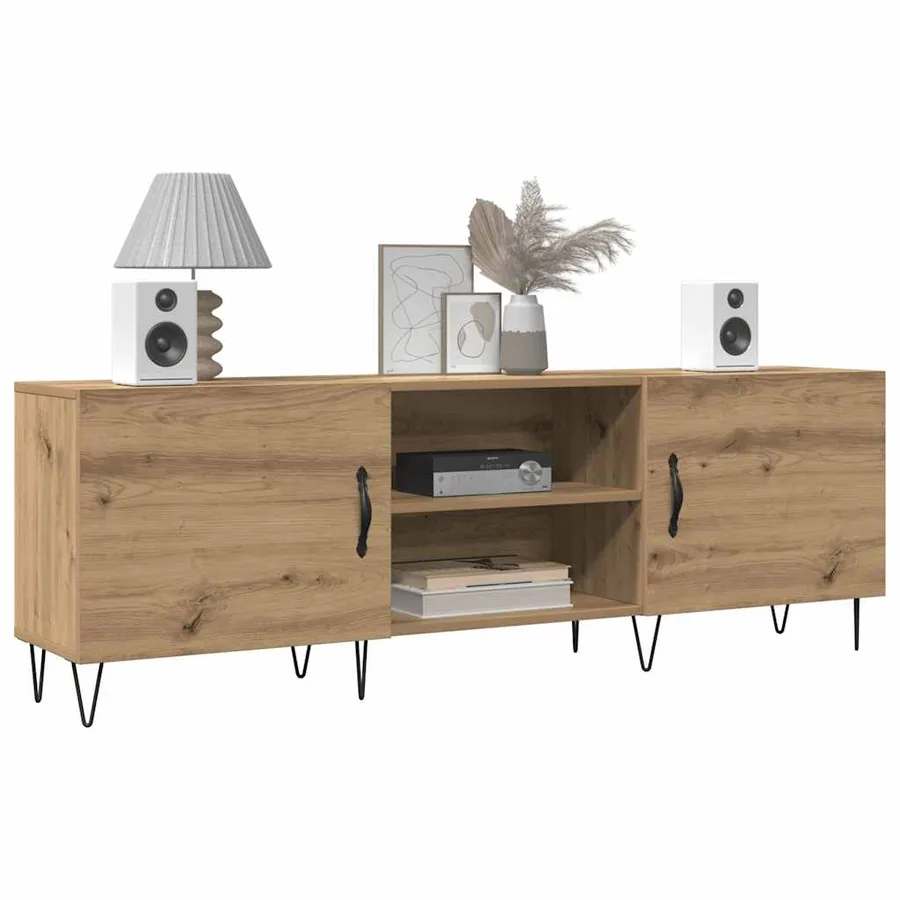 Meuble TV chêne artisanal 150x30x50 cm bois d'ingénierie - 3