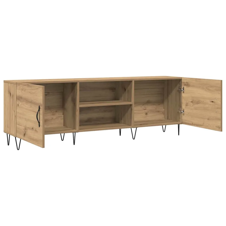 Meuble TV chêne artisanal 150x30x50 cm bois d'ingénierie - 5