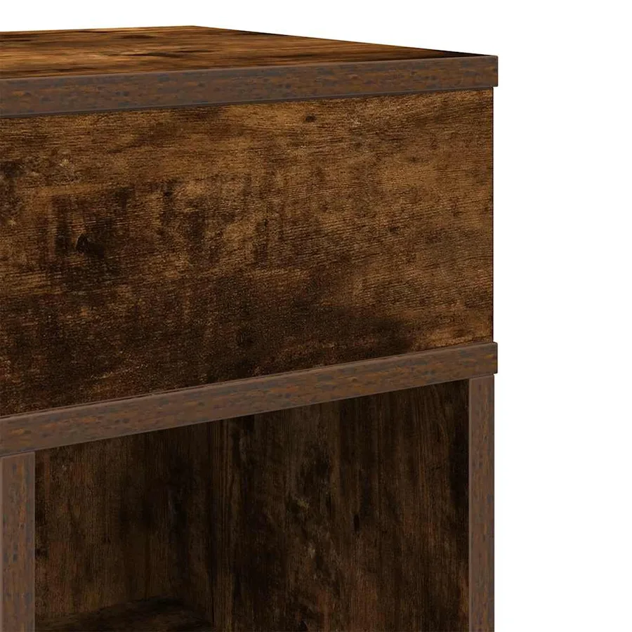 Tables de chevet 2 pcs avec tiroir chêne fumé 25x31x66 cm - 10