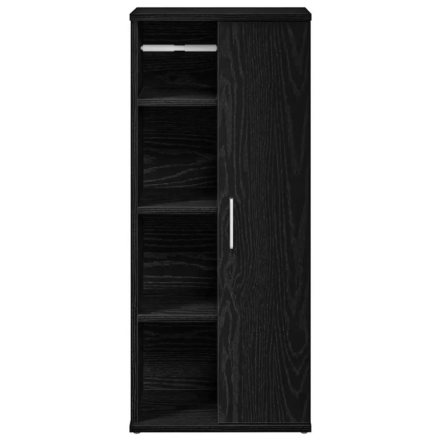 Meuble de salle de bain avec porte-rouleau noir 39x22x90 cm - 4