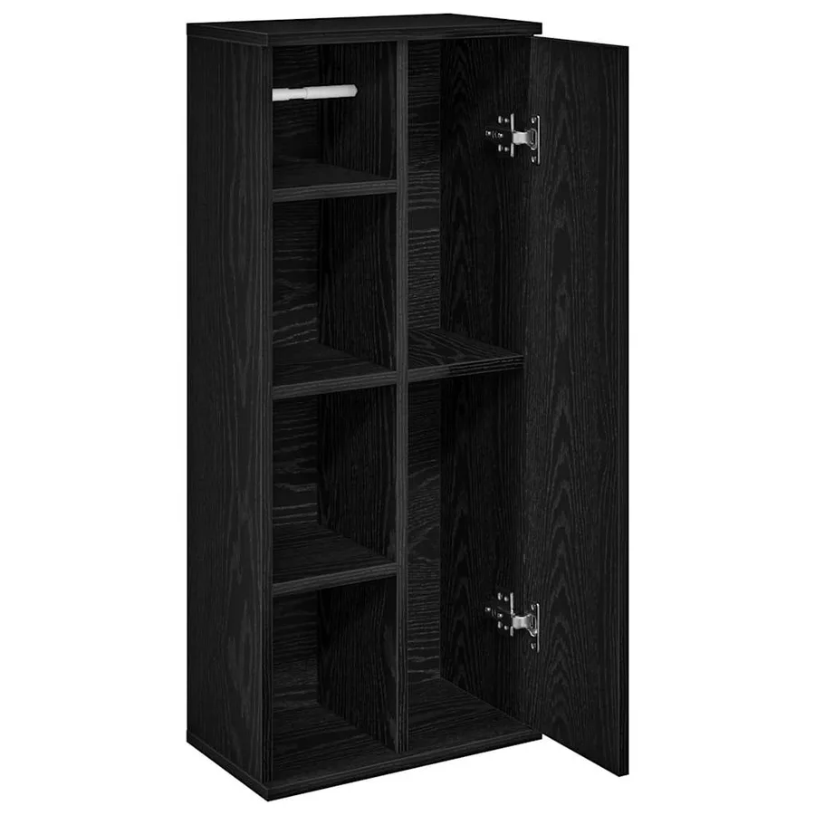 Meuble de salle de bain avec porte-rouleau noir 39x22x90 cm - 5