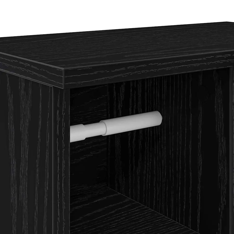 Meuble de salle de bain avec porte-rouleau noir 39x22x90 cm - 9