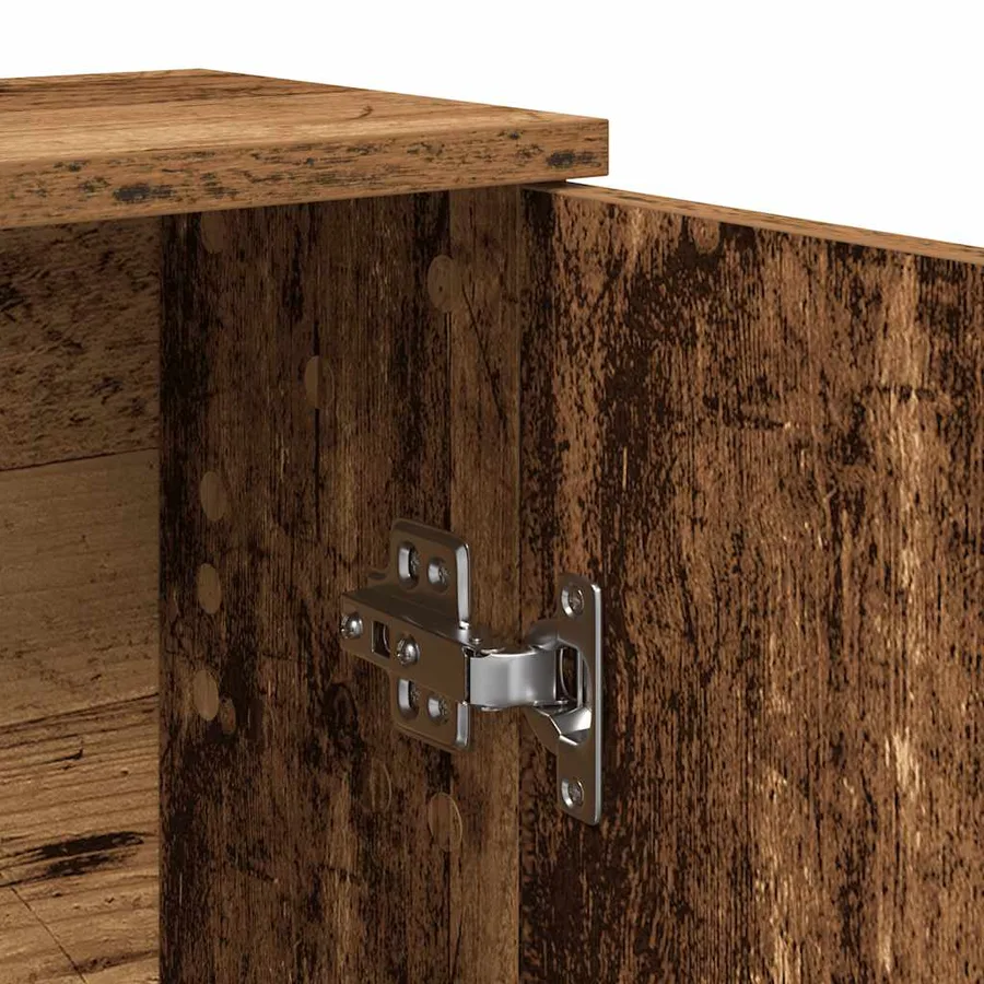 Meuble de salle de bain avec porte-rouleau vieux bois - 10