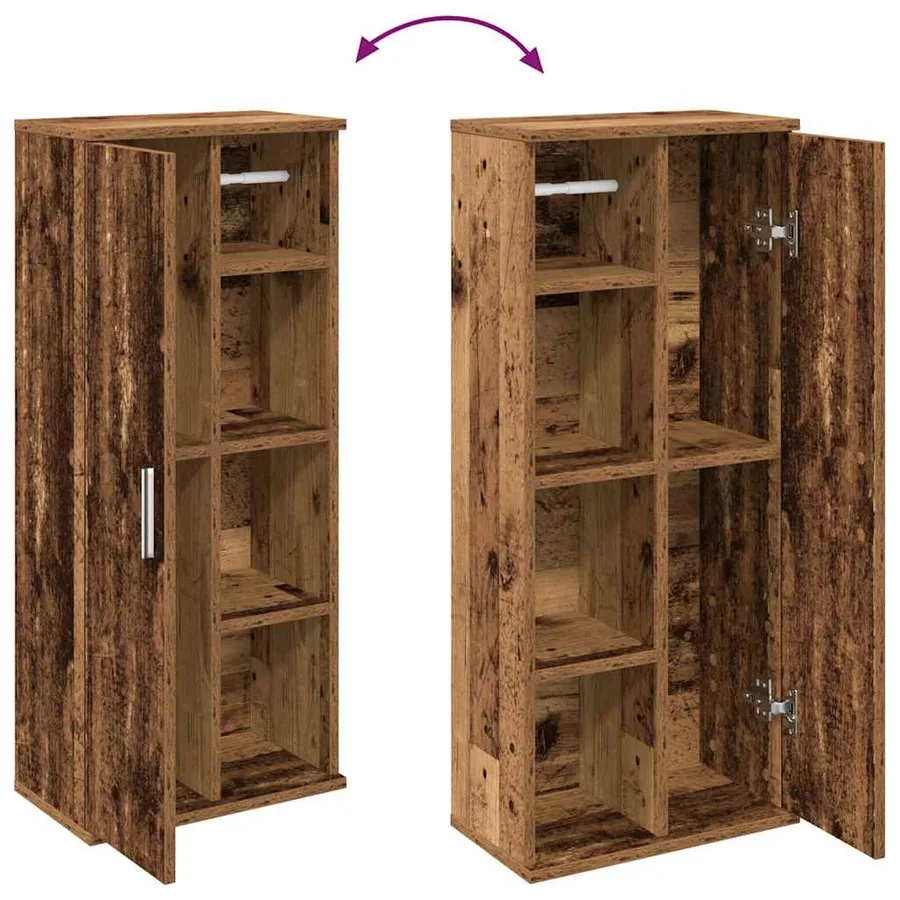 Meuble de salle de bain avec porte-rouleau vieux bois - 8