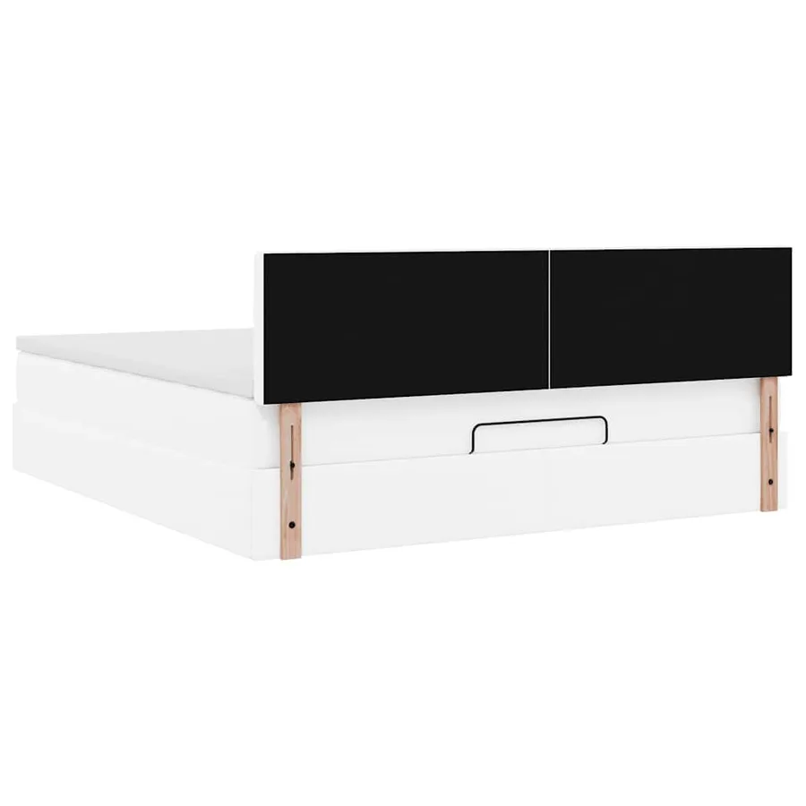 Lit ottoman avec matelas & LED blanc pur 160x200cm similicuir - 10