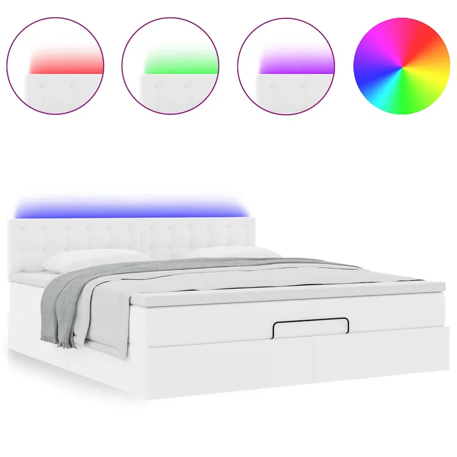 Lit ottoman avec matelas & LED blanc pur 160x200cm similicuir - 5