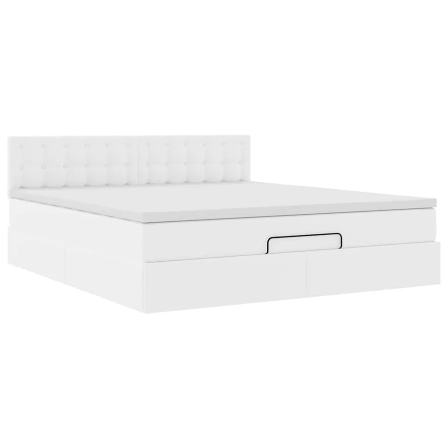 Lit ottoman avec matelas & LED blanc pur 160x200cm similicuir - 7