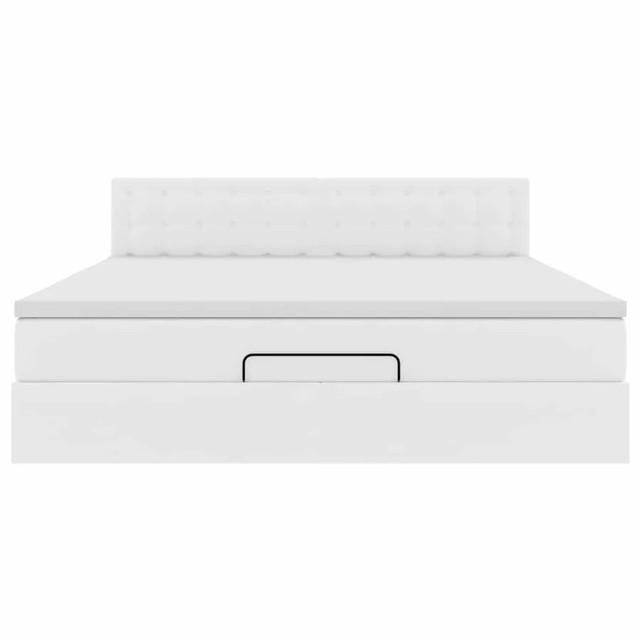 Cadre de lit ottoman avec matelas blanc 160x200 cm similicuir - 7