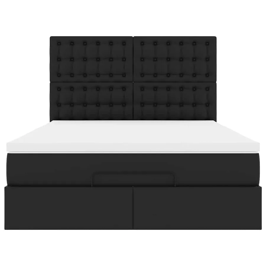 Cadre de lit ottoman avec matelas noir 140x200 cm similicuir - 8