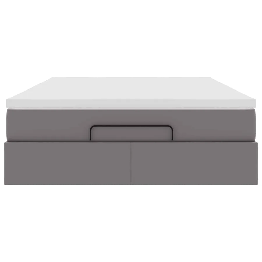 Cadre de lit ottoman avec matelas gris 140x200 cm similicuir - 7
