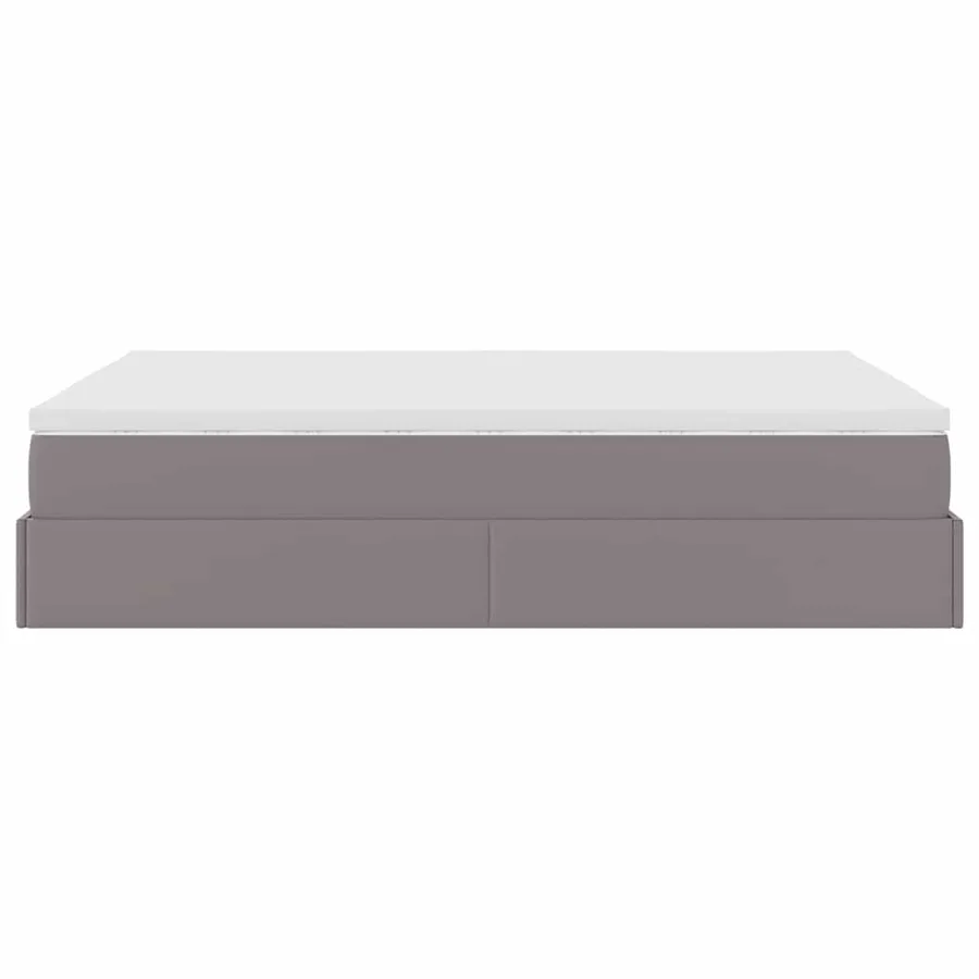 Cadre de lit ottoman avec matelas gris 140x200 cm similicuir - 9