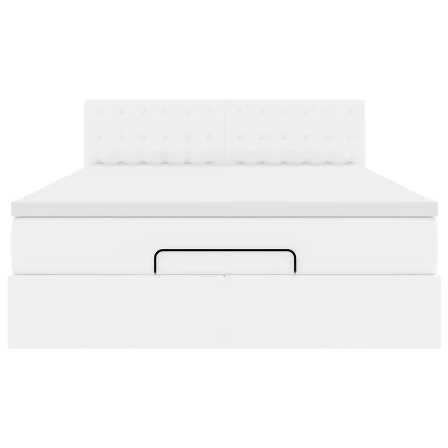 Cadre de lit ottoman avec matelas blanc 140x200 cm similicuir - 7