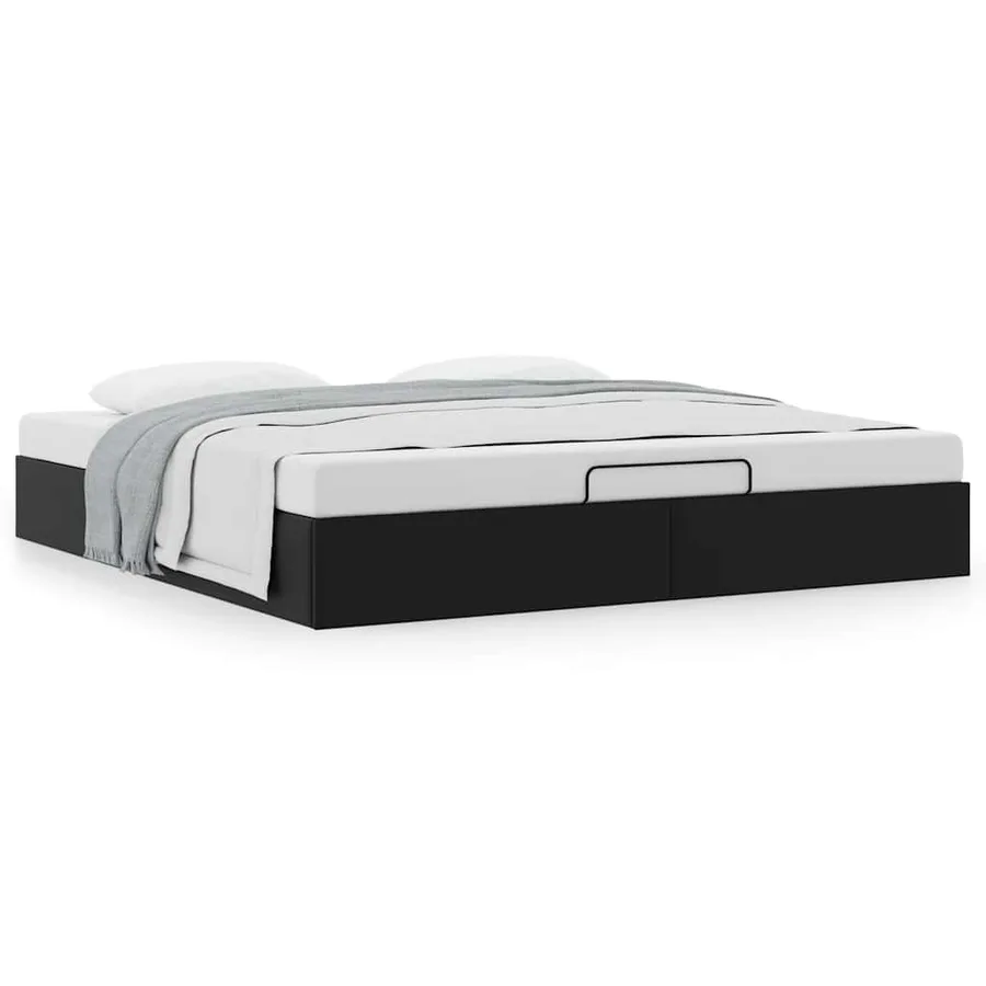 Cadre de lit ottoman sans matelas noir 160x200 cm similicuir - 4