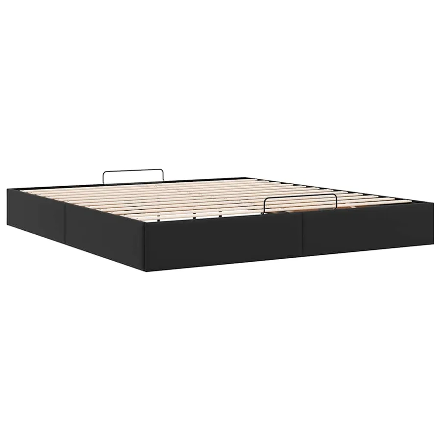 Cadre de lit ottoman sans matelas noir 160x200 cm similicuir - 9