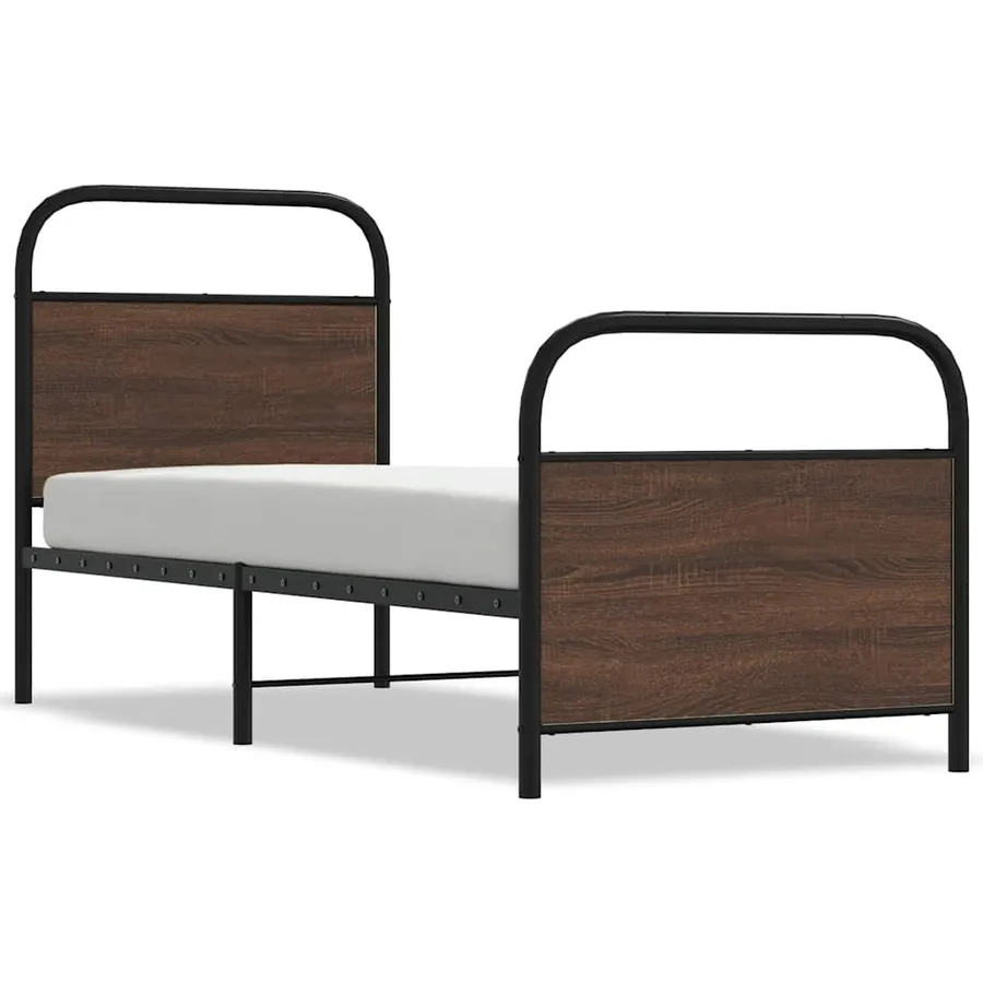 Cadre de lit sans matelas 80x200cm chêne marron bois ingénierie - 2