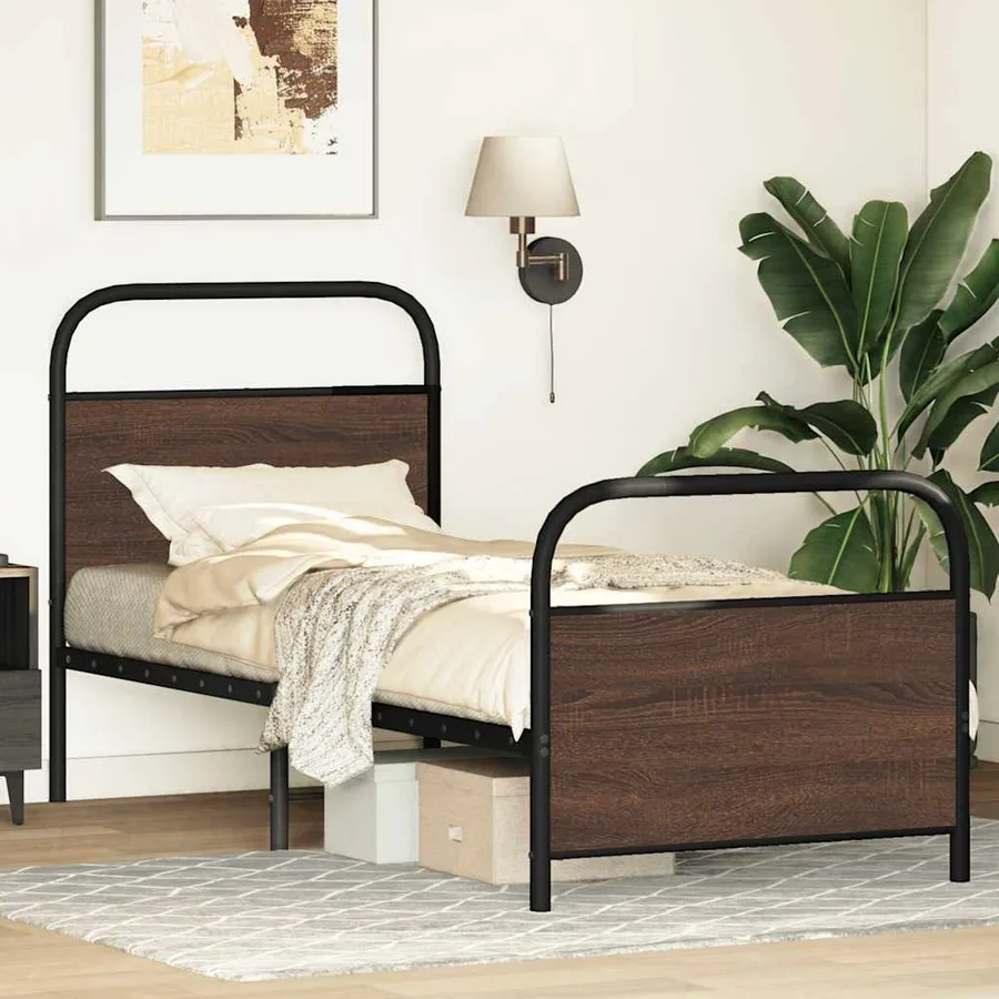 Cadre de lit sans matelas 80x200cm chêne marron bois ingénierie - 4