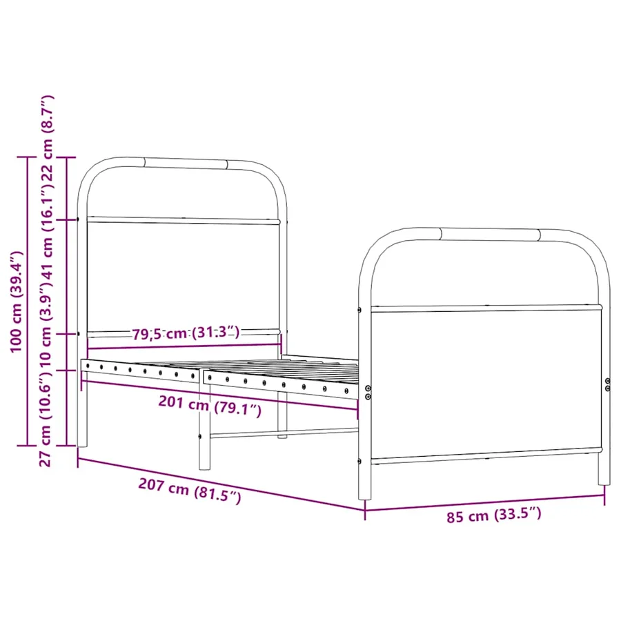 Cadre de lit sans matelas 80x200cm chêne marron bois ingénierie - 9