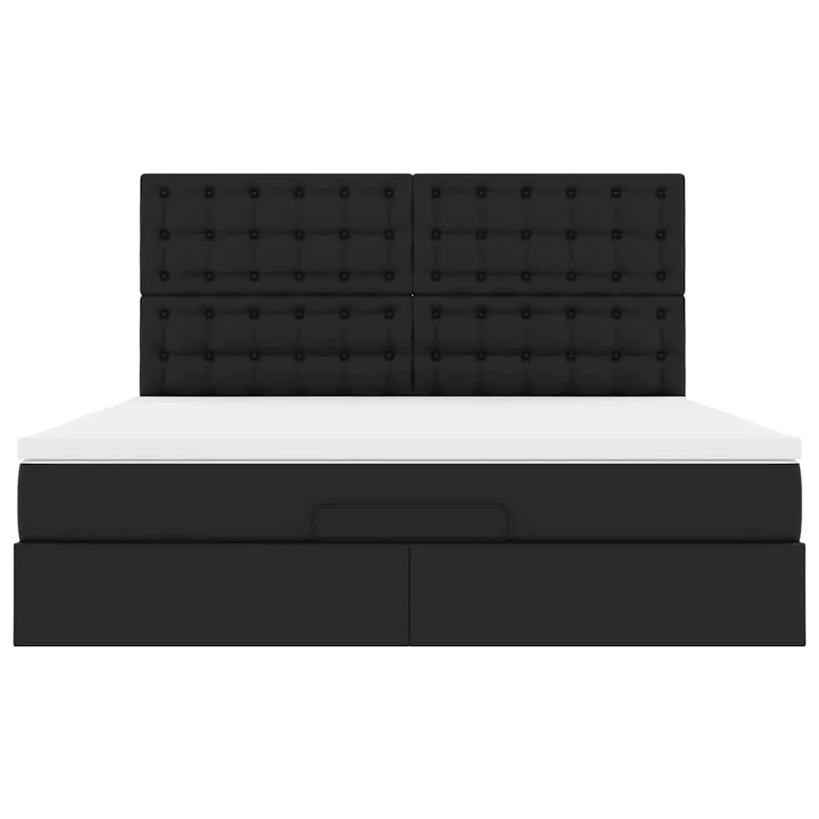 Cadre de lit ottoman avec matelas noir 160x200 cm similicuir - 8