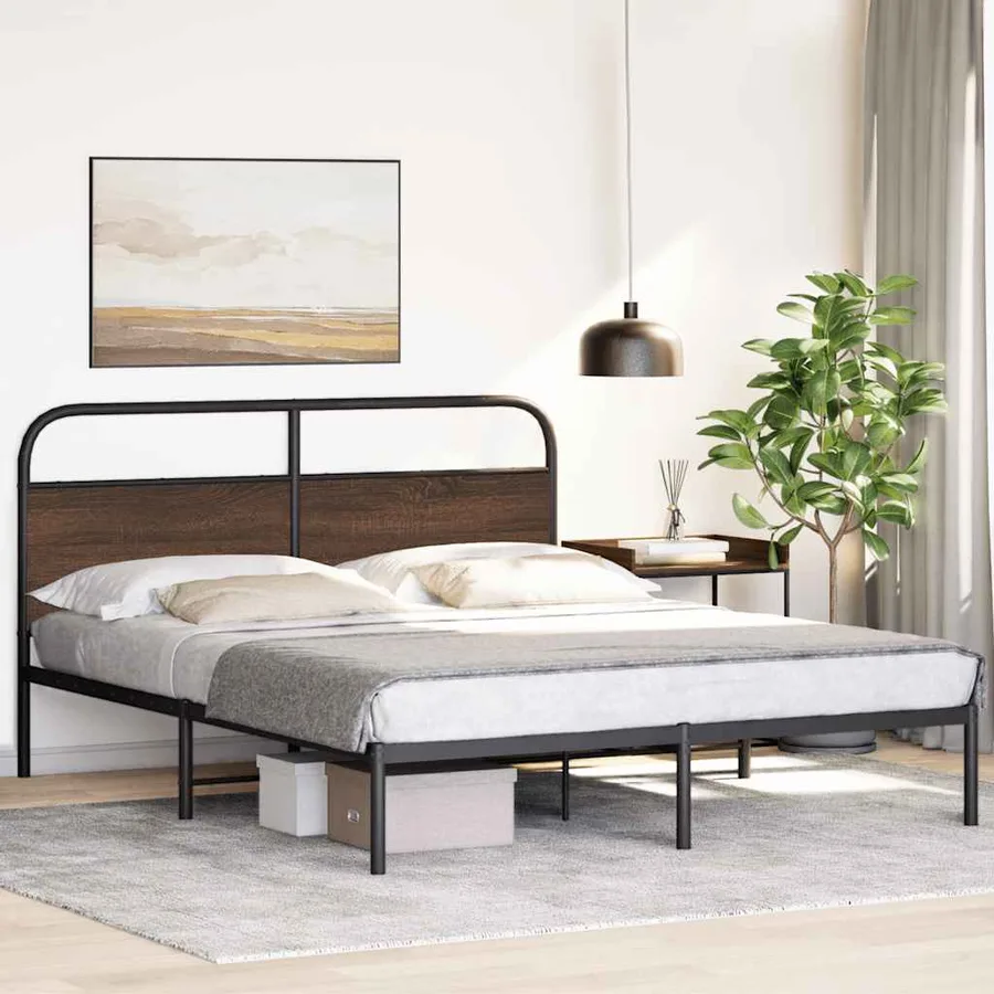 Cadre de lit sans matelas 150x200 cm chêne marron - 4