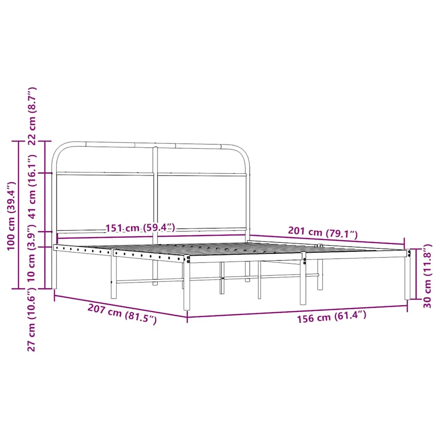 Cadre de lit sans matelas 150x200 cm chêne marron - 9