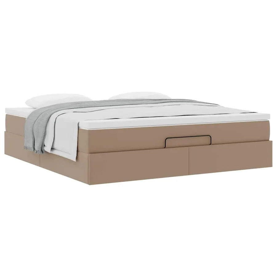 Cadre de lit ottoman et matelas cappuccino 160x200cm similicuir - 4