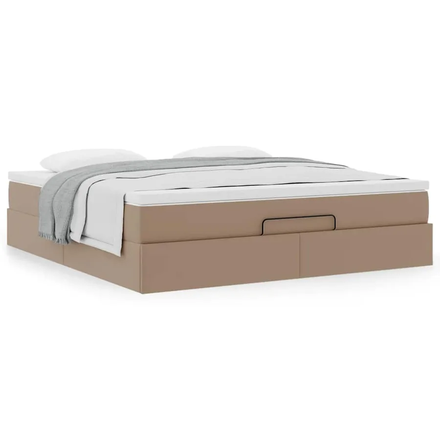 Cadre de lit ottoman et matelas cappuccino 160x200cm similicuir - 5