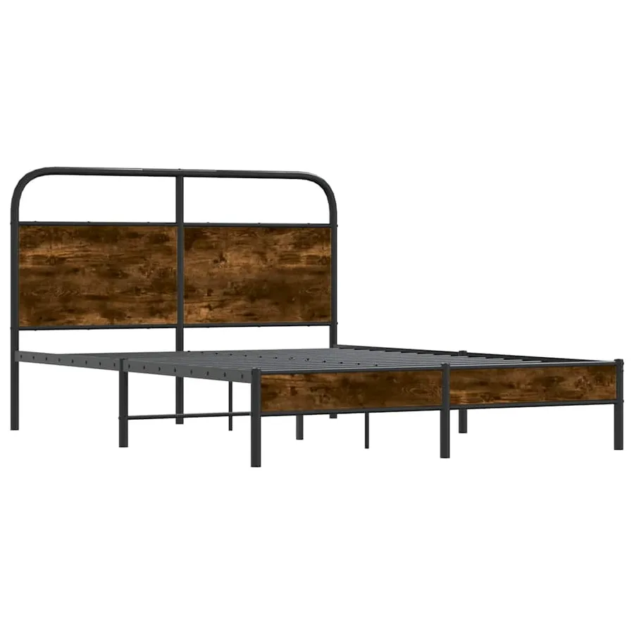 Cadre de lit sans matelas 140x190 cm chêne fumé bois ingénierie - 4
