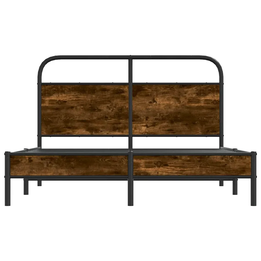 Cadre de lit sans matelas 140x190 cm chêne fumé bois ingénierie - 5