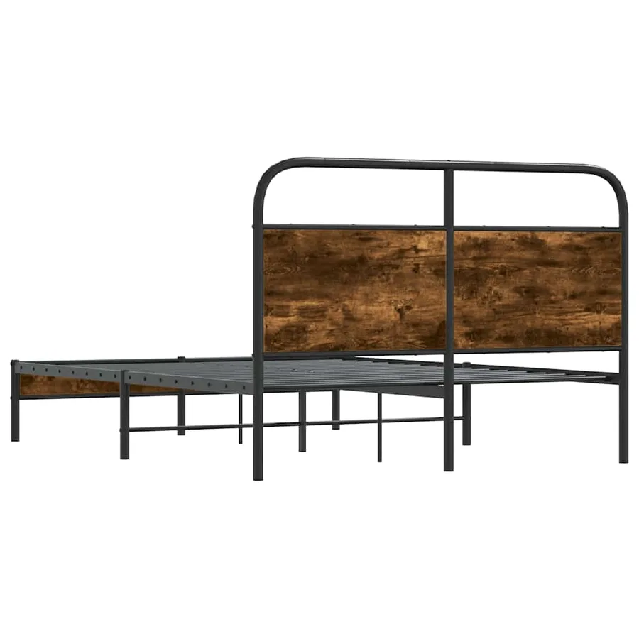 Cadre de lit sans matelas 140x190 cm chêne fumé bois ingénierie - 7