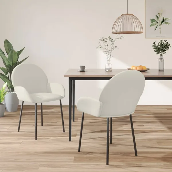 Chaises à manger lot de 2 Crème Velours