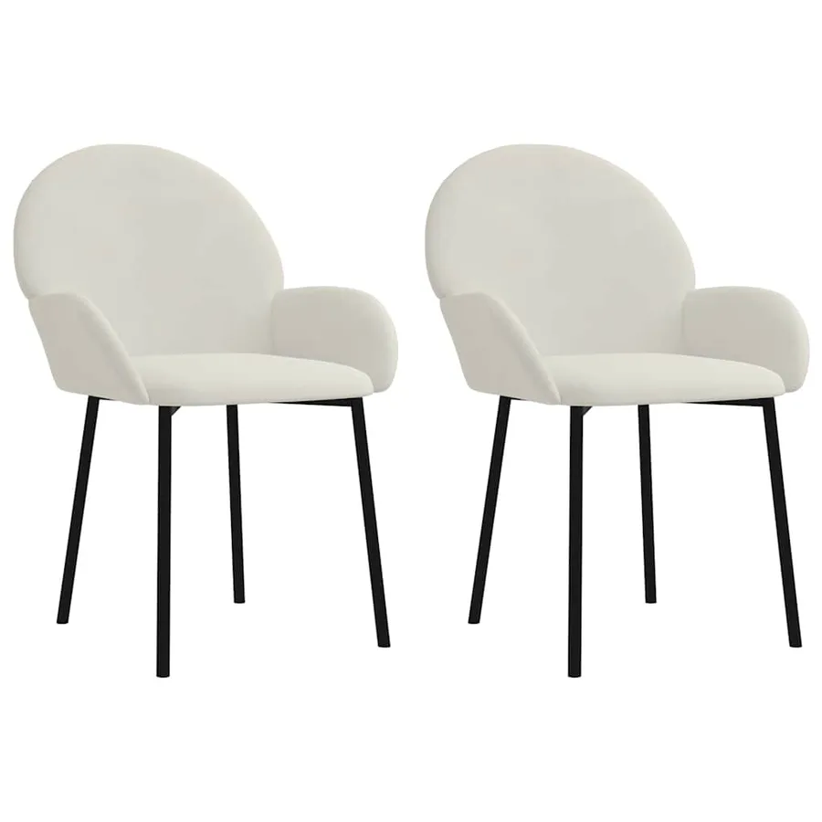 Chaises à manger lot de 2 Crème Velours - 2