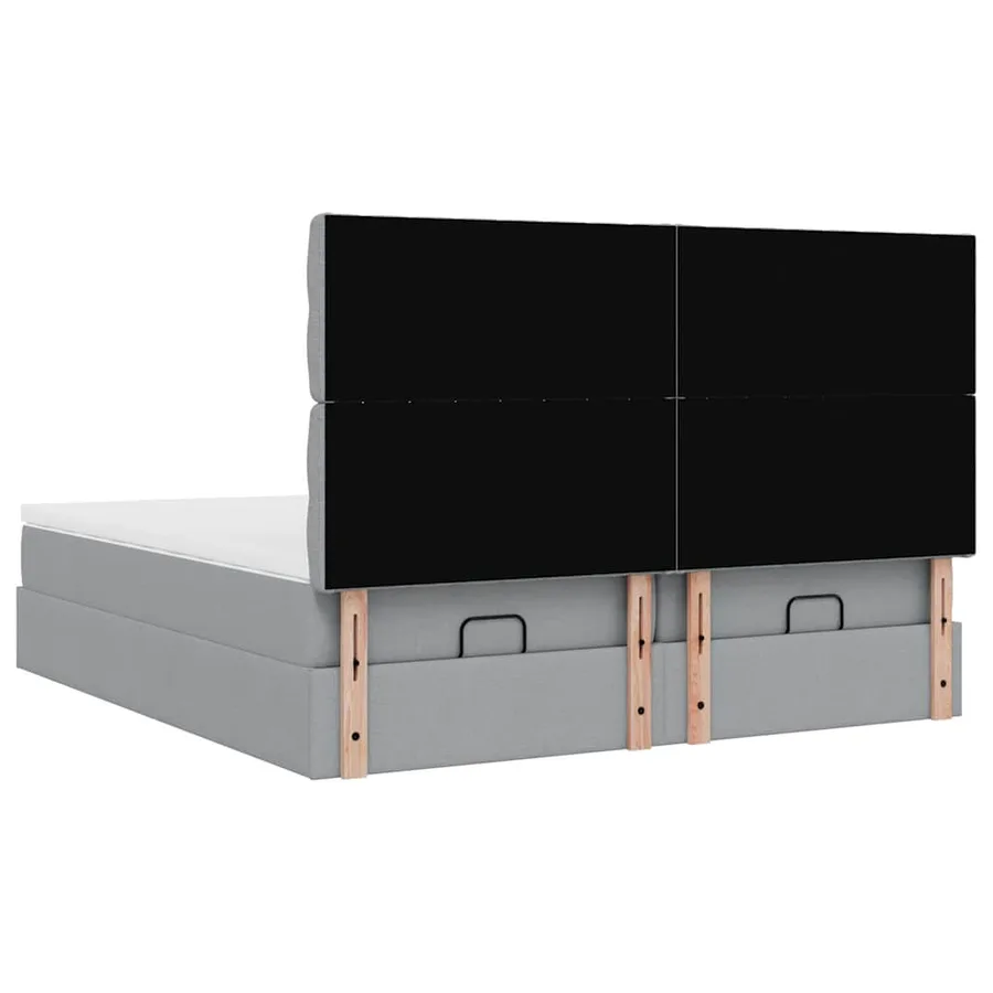 Cadre de lit ottoman et matelas gris clair 180x200cm tissu - 9