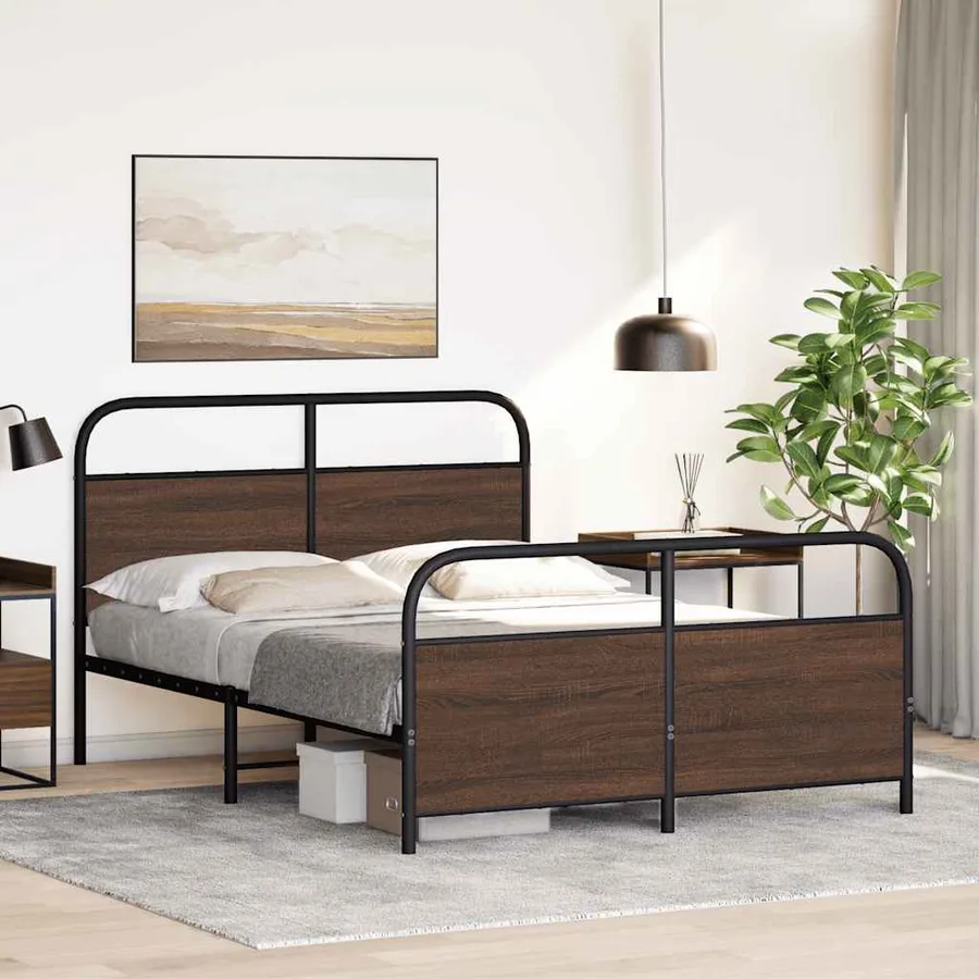 Cadre de lit sans matelas 120x200 cm chêne marron - 4