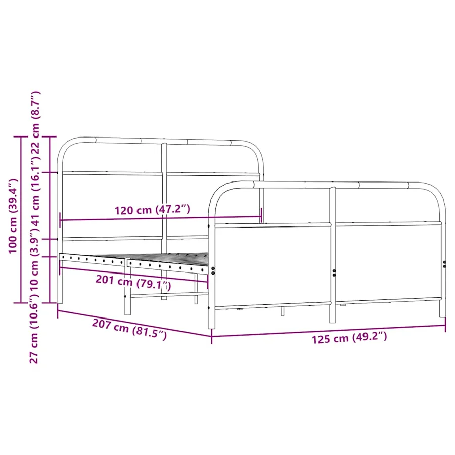 Cadre de lit sans matelas 120x200 cm chêne marron - 9