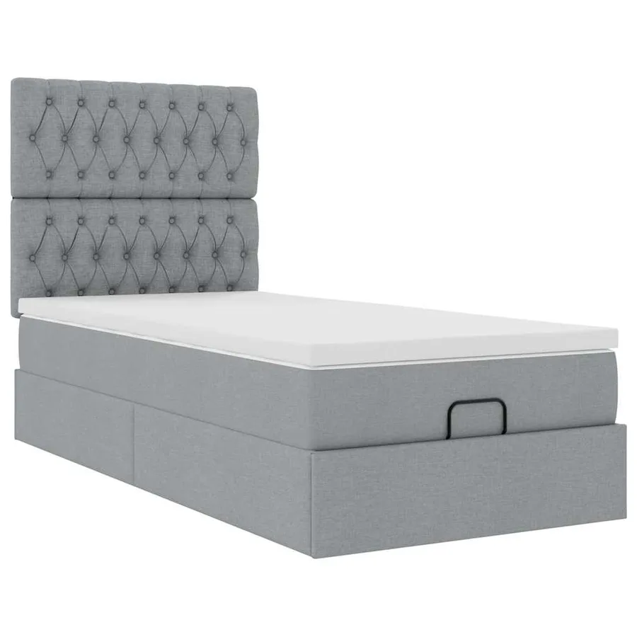 Lit ottoman avec matelas gris clair 90x200 cm tissu - 6