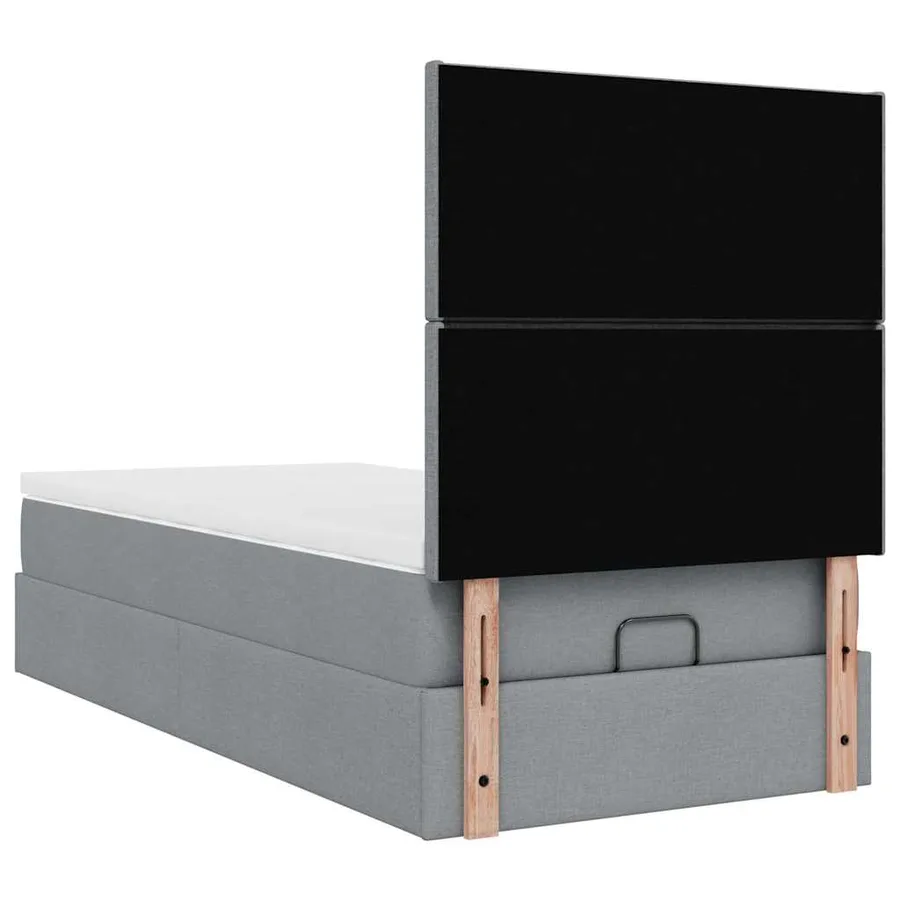 Lit ottoman avec matelas gris clair 90x200 cm tissu - 11